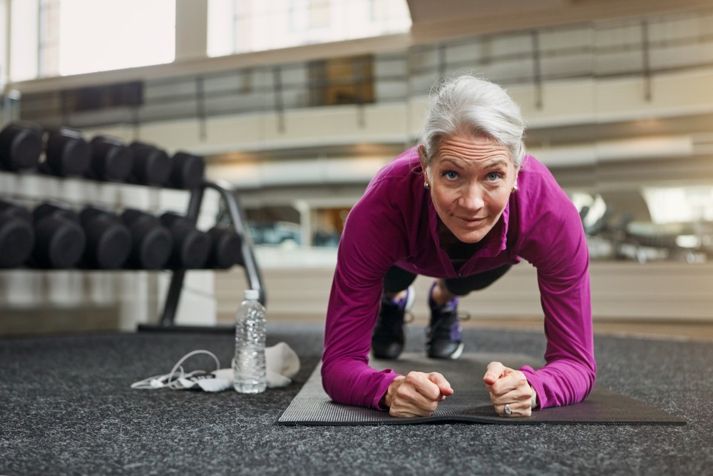 Older person doing a plank